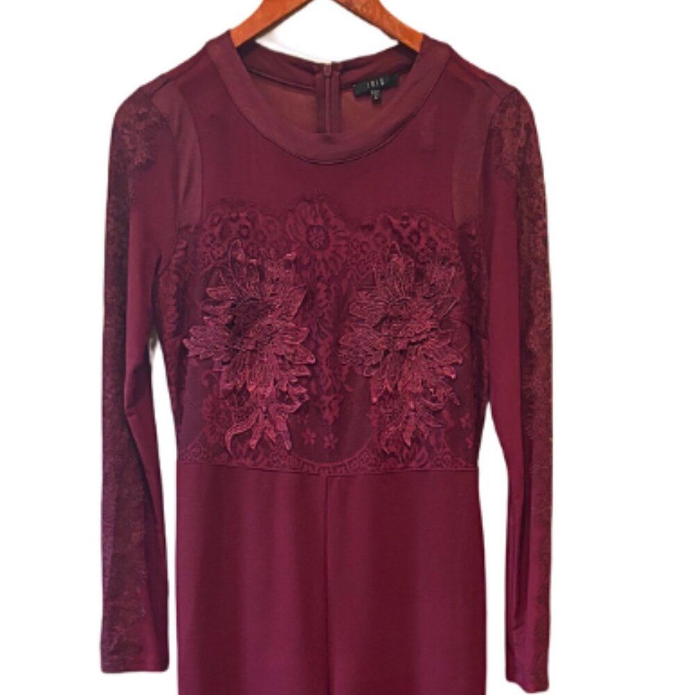 Iris Women Lace Floral Embroidery Pants Jumpsuit Long Sleeves Size L — image 6 of 7